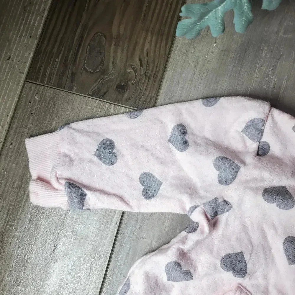 Calvin Klein Baby Girl Pink and Gray Heart Jacket Size 3-6M